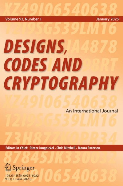 Designs, Codes and Cryptography 1/2025