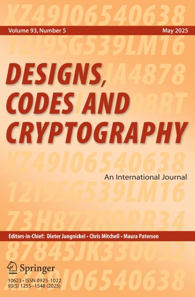 Designs, Codes and Cryptography 5/2025