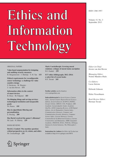 Link to Journal Ethics and Information Technology