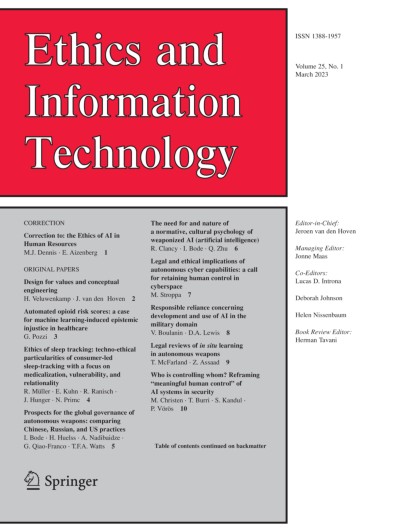 Link to Journal Ethics and Information Technology