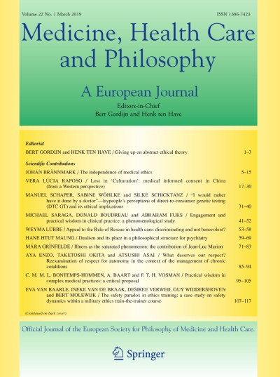 Medicine, Health Care and Philosophy 1/2019
