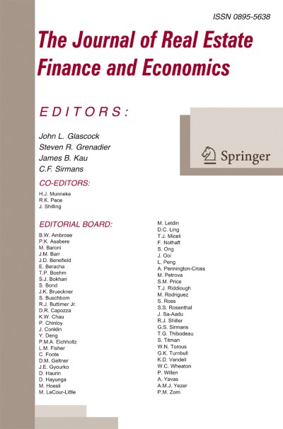 Link to Journal The Journal of Real Estate Finance and Economics