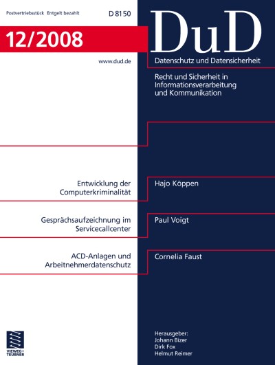 Datenschutz und Datensicherheit - DuD 12/2008