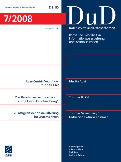 Datenschutz und Datensicherheit - DuD 7/2008