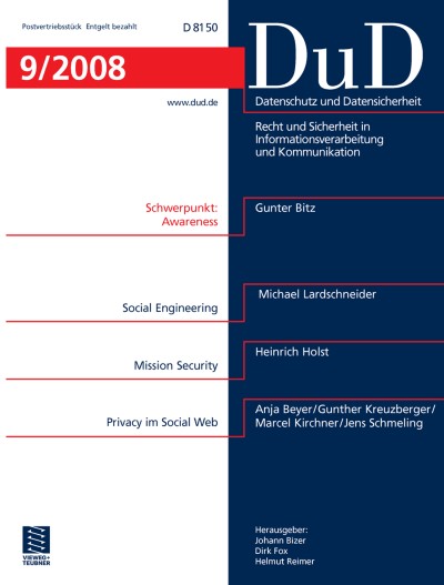 Datenschutz und Datensicherheit - DuD 9/2008