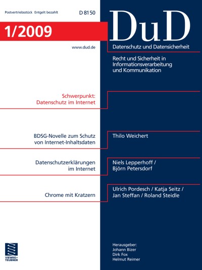 Datenschutz und Datensicherheit - DuD 1/2009
