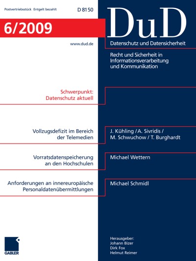 Datenschutz und Datensicherheit - DuD 6/2009