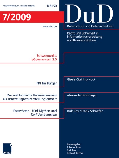 Datenschutz und Datensicherheit - DuD 7/2009
