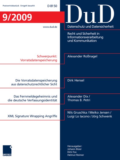 Datenschutz und Datensicherheit - DuD 9/2009