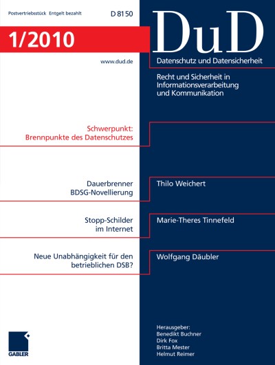 Datenschutz und Datensicherheit - DuD 1/2010