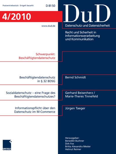 Datenschutz und Datensicherheit - DuD 4/2010