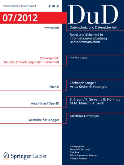 Datenschutz und Datensicherheit - DuD 7/2012