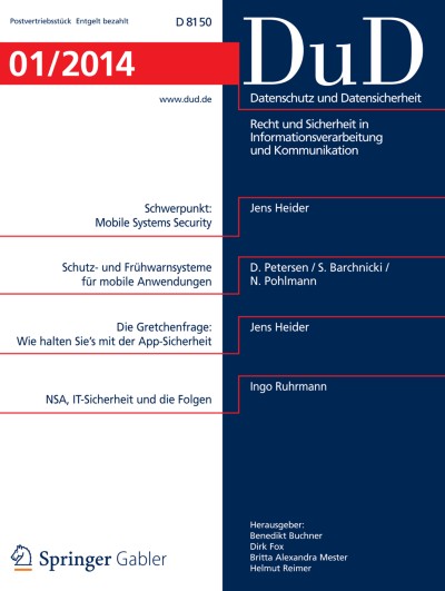Datenschutz und Datensicherheit - DuD 1/2014