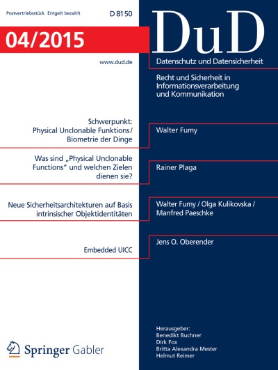 Datenschutz und Datensicherheit - DuD 4/2015
