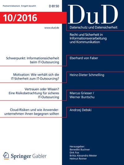 Datenschutz und Datensicherheit - DuD 10/2016
