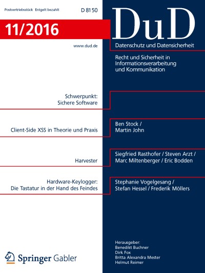 Datenschutz und Datensicherheit - DuD 11/2016