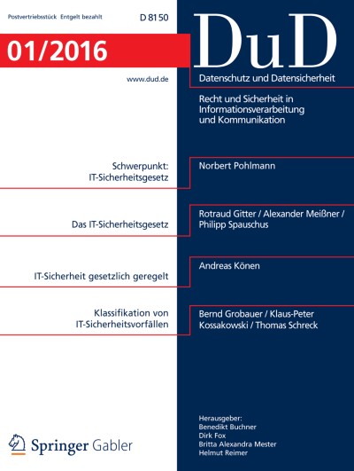 Datenschutz und Datensicherheit - DuD 1/2016
