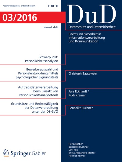 Datenschutz und Datensicherheit - DuD 3/2016