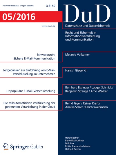 Datenschutz und Datensicherheit - DuD 5/2016
