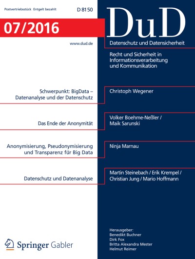 Datenschutz und Datensicherheit - DuD 7/2016