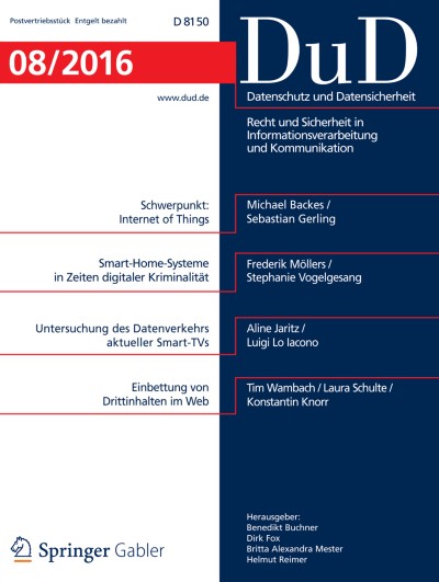 Datenschutz und Datensicherheit - DuD 8/2016