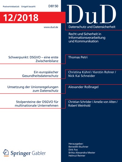 Datenschutz und Datensicherheit - DuD 12/2018