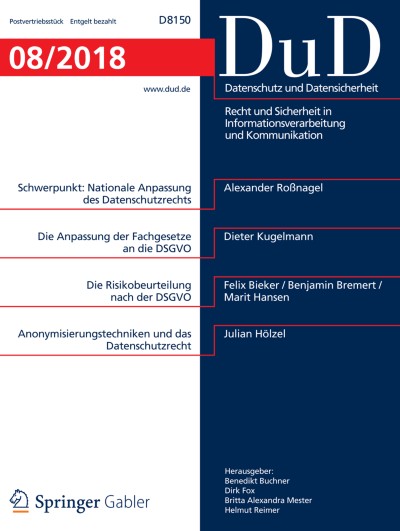 Datenschutz und Datensicherheit - DuD 8/2018