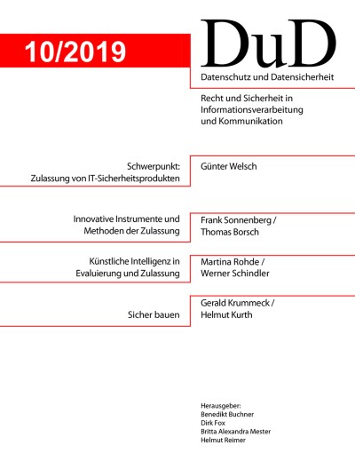 Datenschutz und Datensicherheit - DuD 10/2019