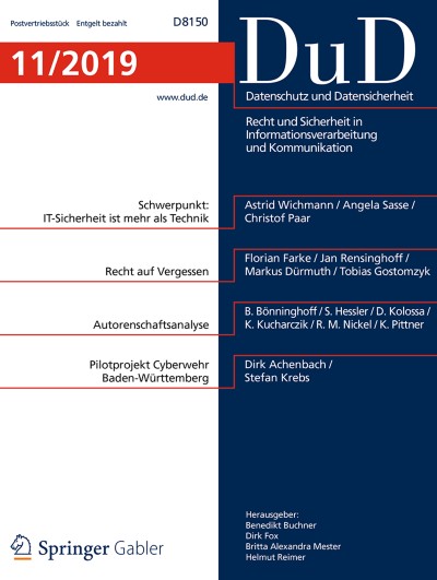 Datenschutz und Datensicherheit - DuD 11/2019