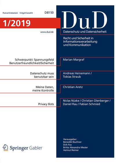Datenschutz und Datensicherheit - DuD 1/2019