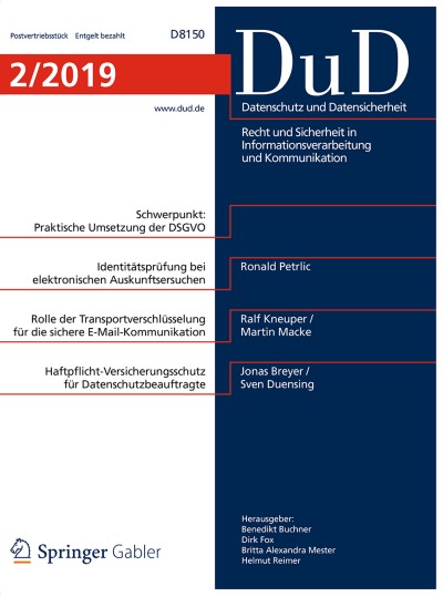 Datenschutz und Datensicherheit - DuD 2/2019