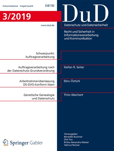 Datenschutz und Datensicherheit - DuD 3/2019