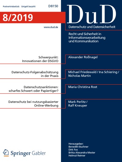 Datenschutz und Datensicherheit - DuD 8/2019