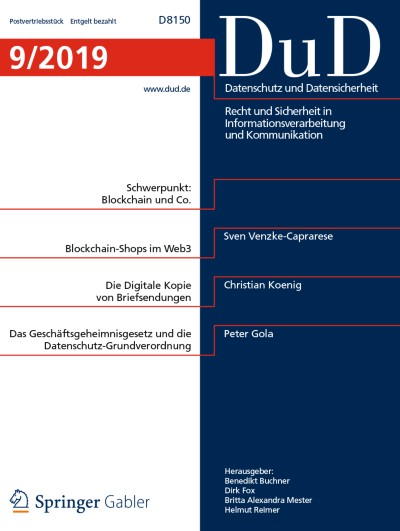 Datenschutz und Datensicherheit - DuD 9/2019