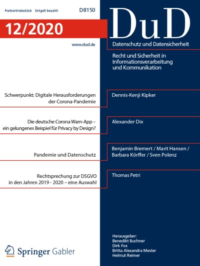 Datenschutz und Datensicherheit - DuD 12/2020
