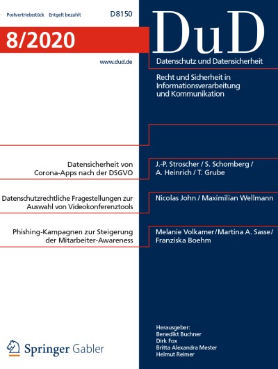 Datenschutz und Datensicherheit - DuD 8/2020