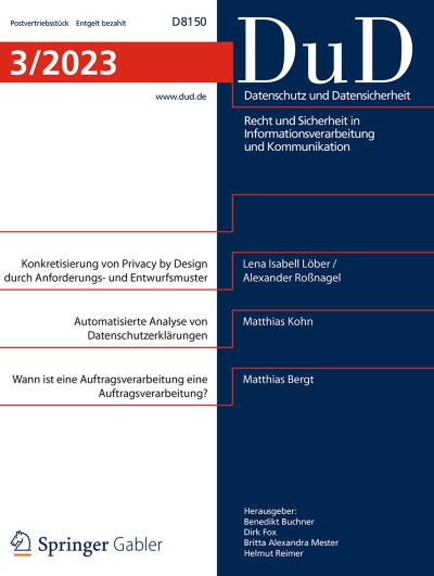 Datenschutz und Datensicherheit - DuD 3/2023