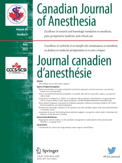 Link zu Zeitschrift Canadian Journal of Anesthesia/Journal canadien d'anesthésie