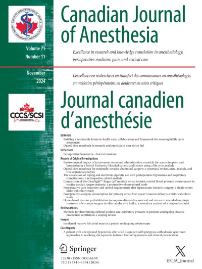 Canadian Journal of Anesthesia/Journal canadien d'anesthésie 11/2024