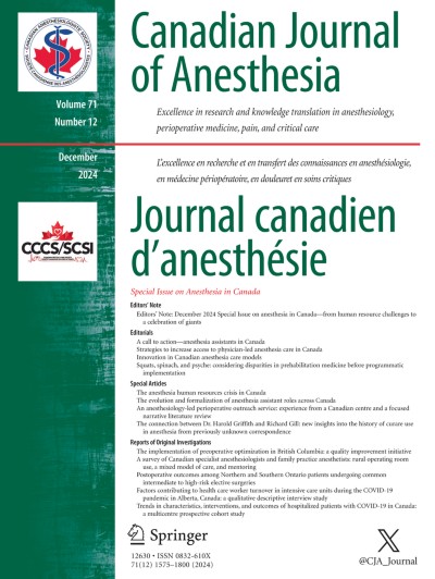 Canadian Journal of Anesthesia/Journal canadien d'anesthésie 12/2024