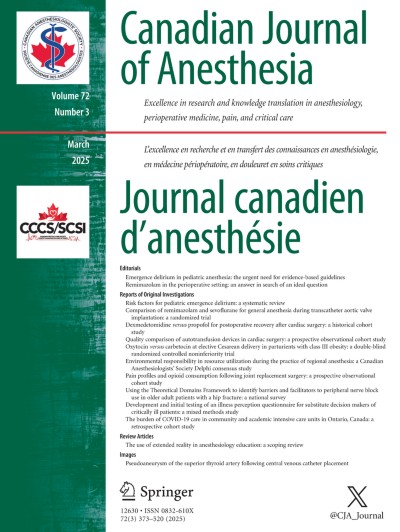 Canadian Journal of Anesthesia/Journal canadien d'anesthésie 3/2025