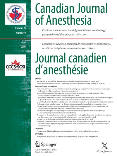 Canadian Journal of Anesthesia/Journal canadien d'anesthésie 4/2025