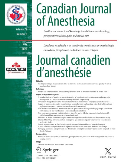 Canadian Journal of Anesthesia/Journal canadien d'anesthésie 5/2025