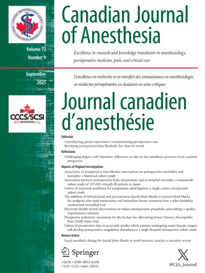 Canadian Journal of Anesthesia/Journal canadien d'anesthésie 9/2025