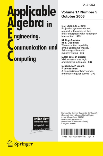 Applicable Algebra in Engineering, Communication and Computing 5/2006