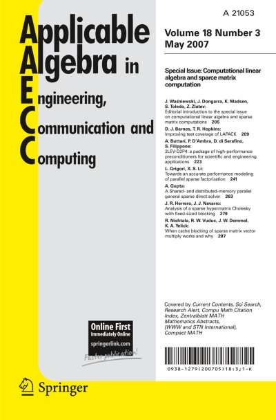 Applicable Algebra in Engineering, Communication and Computing 3/2007