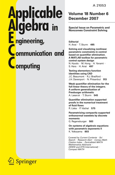 Applicable Algebra in Engineering, Communication and Computing 6/2007