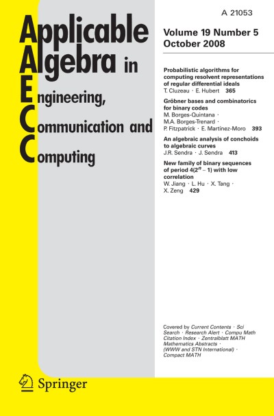 Applicable Algebra in Engineering, Communication and Computing 5/2008