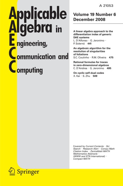 Applicable Algebra in Engineering, Communication and Computing 6/2008