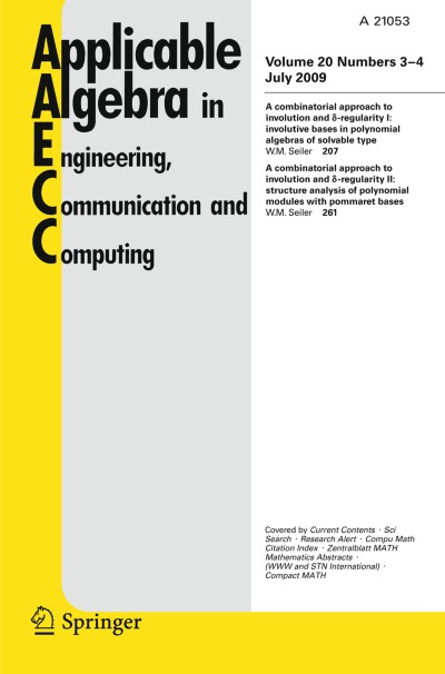 Applicable Algebra in Engineering, Communication and Computing 3-4/2009